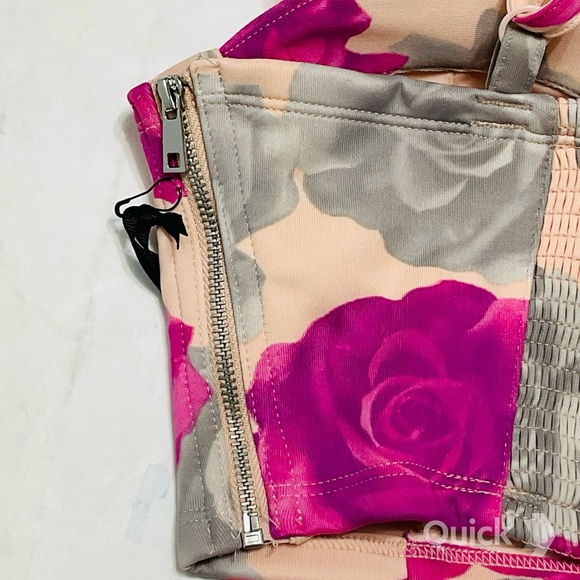 NWT Forever 21 Pink Floral Zippered Knit Top - Picture 6 of 8